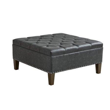 MADISON PARK Lindsey Tufted Square Cocktail Ottoman, Charcoal MP101-1137